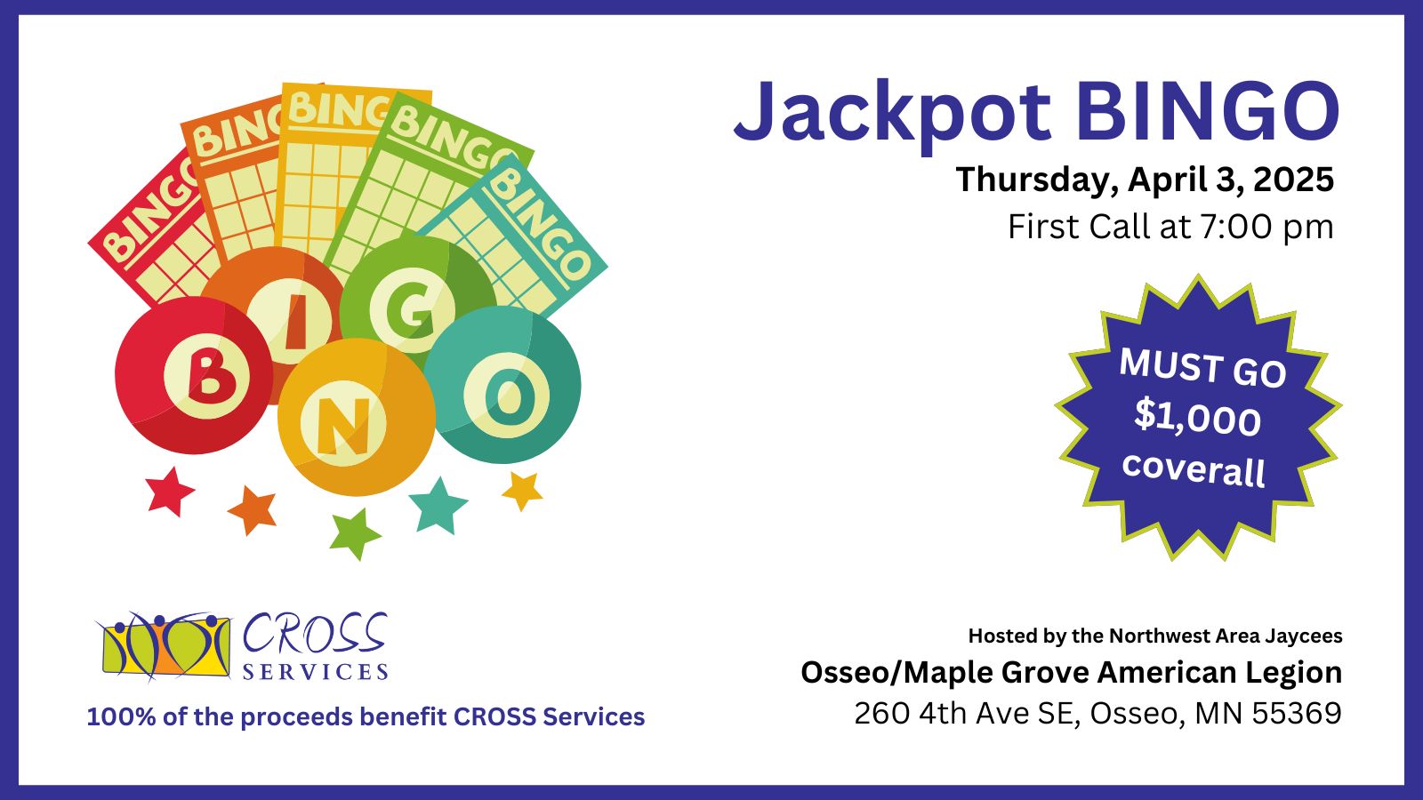 Jackpot Bingo for CROSS Services April 2025