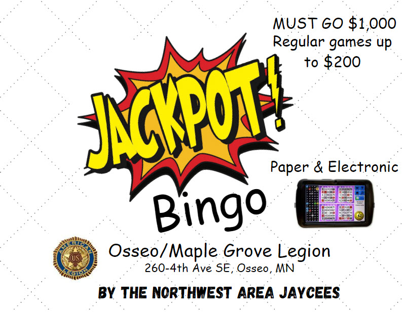 double jackpot bingo benefiting CROSS Services at the Osseo-Maple Grove American Legion